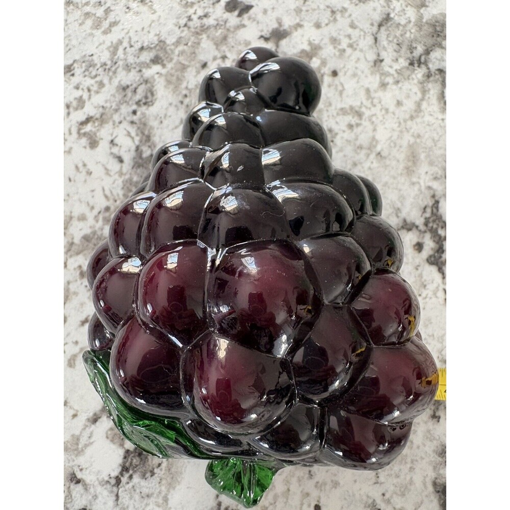 Vintage Blown Art Glass Grape Cluster 6” Purple Artificial Fruit Centerpiece - Picture 2 of 5